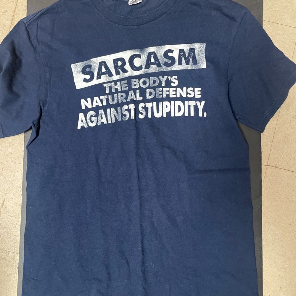 Adult Navy Blue Sarcasm Short Sleeve Tee Shirt, M - Picture 2 of 5
